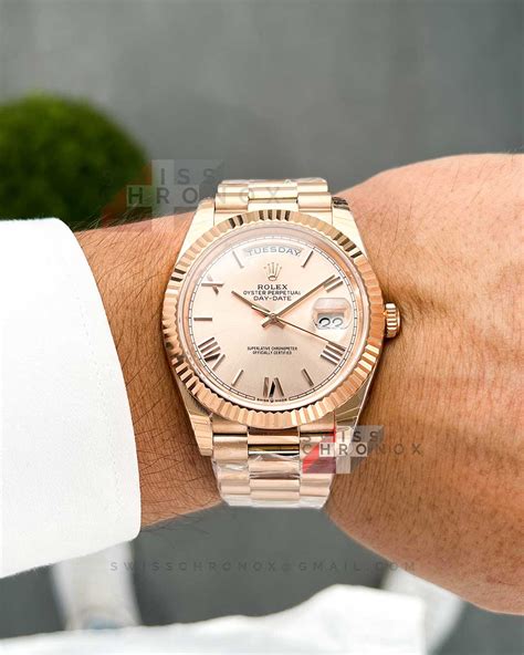 2018 rolex day-date 40mm rose gold sundust 10 baguette cdial|rolex day date watches.